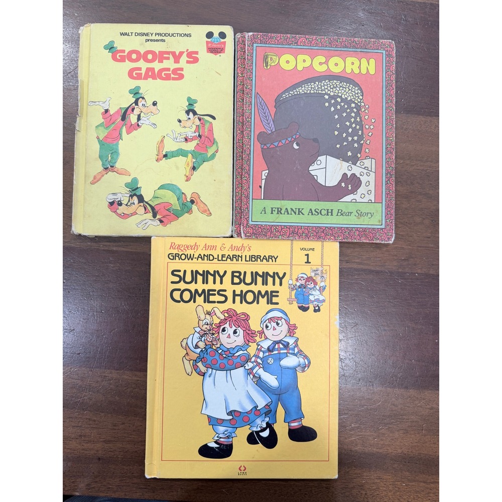 Vintage Childrens Book Lot Disney Goofy Frank Asch Popcorn Raggedy Ann Andy